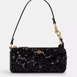 Coach Barrel Bag Black Sequins and Gold Hardware CQ589